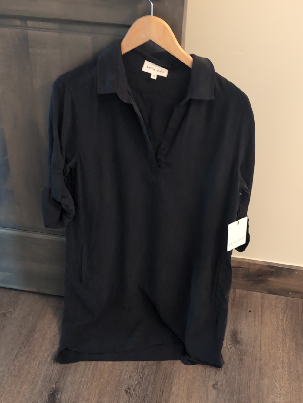Bella Dahl Black Collared V-Neck Tunic